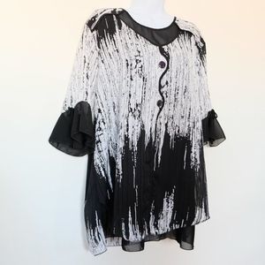 Elegant Black and White Women's Blouse